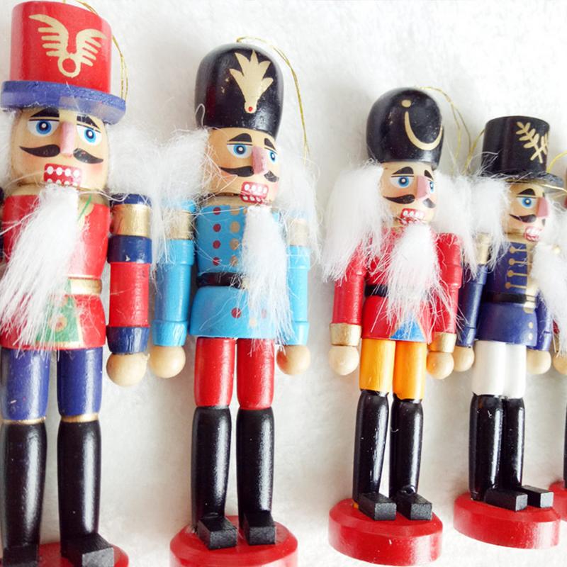 Nutcracker Ornament Set - 6 Wooden Soldier Tree Decorations