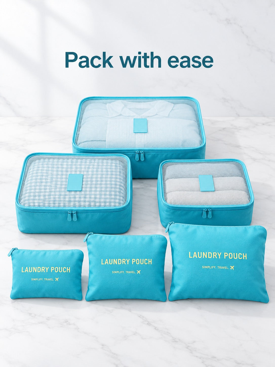 6-Piece Packing Cubes Set for Organized Travel Luggage
