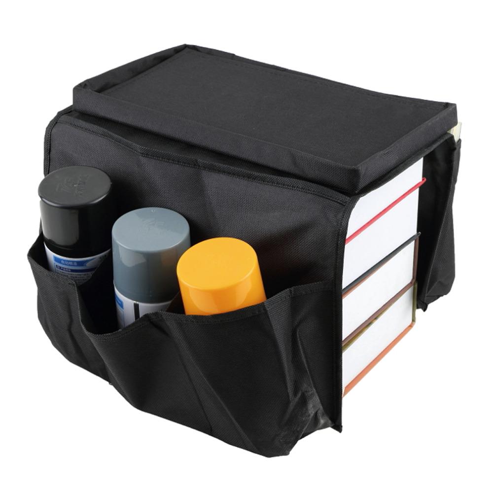 Sofa Armrest Organizer with Tray and Remote Pockets