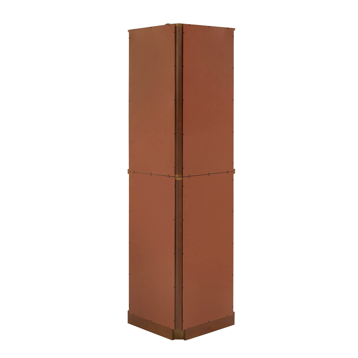 Walnut Corner Curio Cabinet with Light and Mirror