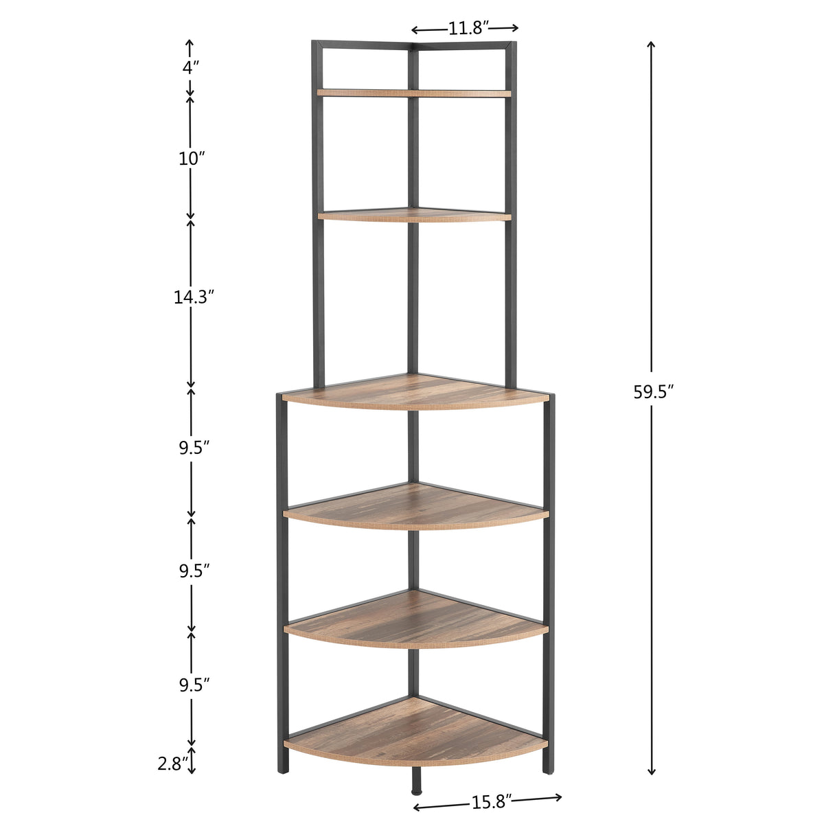 6-Tier Corner Bookshelf for Small Rooms, Metal Frame