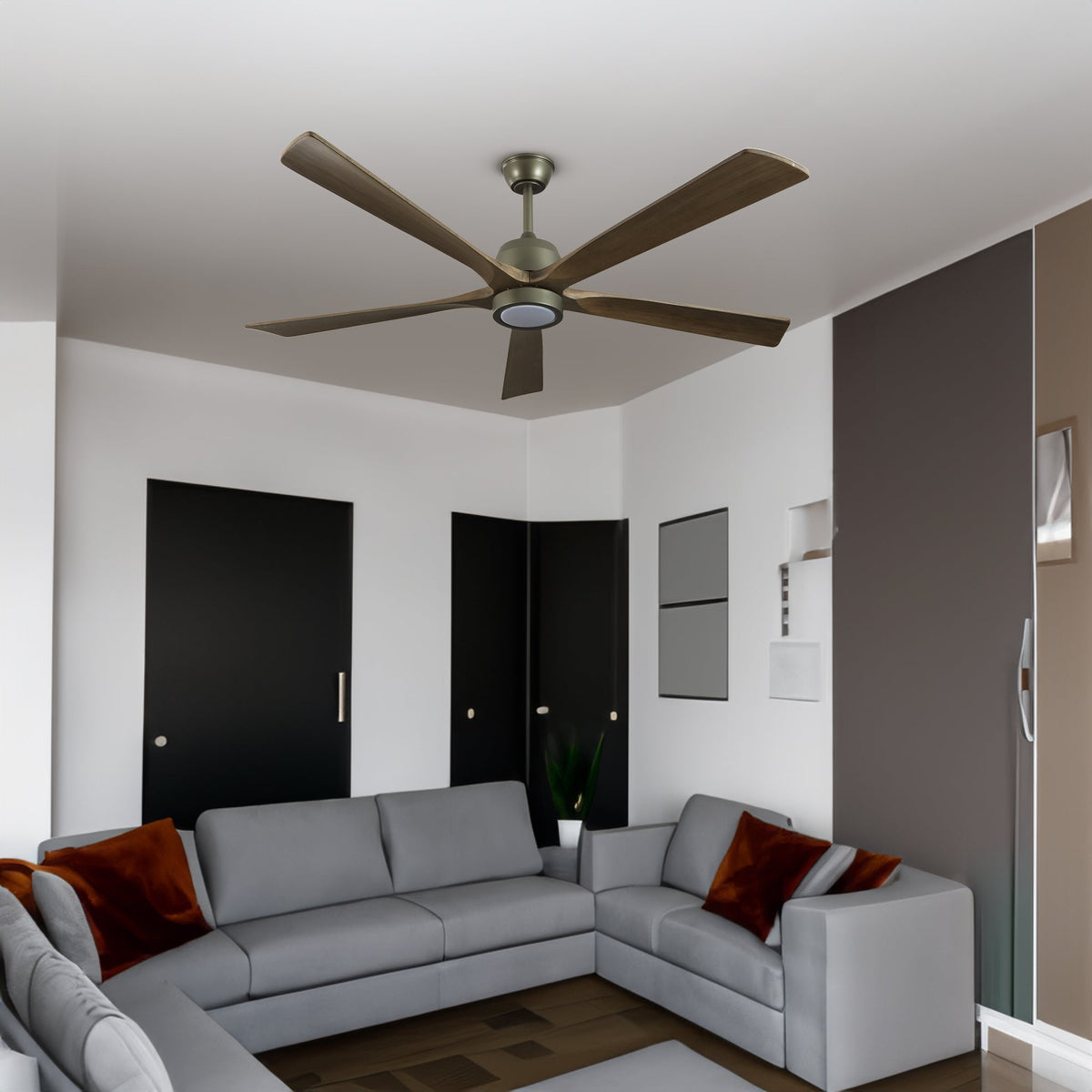 Solid Wood Ceiling Fan with Reversible Motor and Light