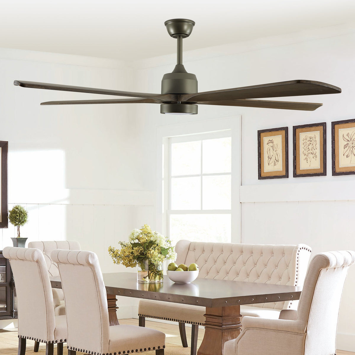 Solid Wood Ceiling Fan with Reversible Motor and Light