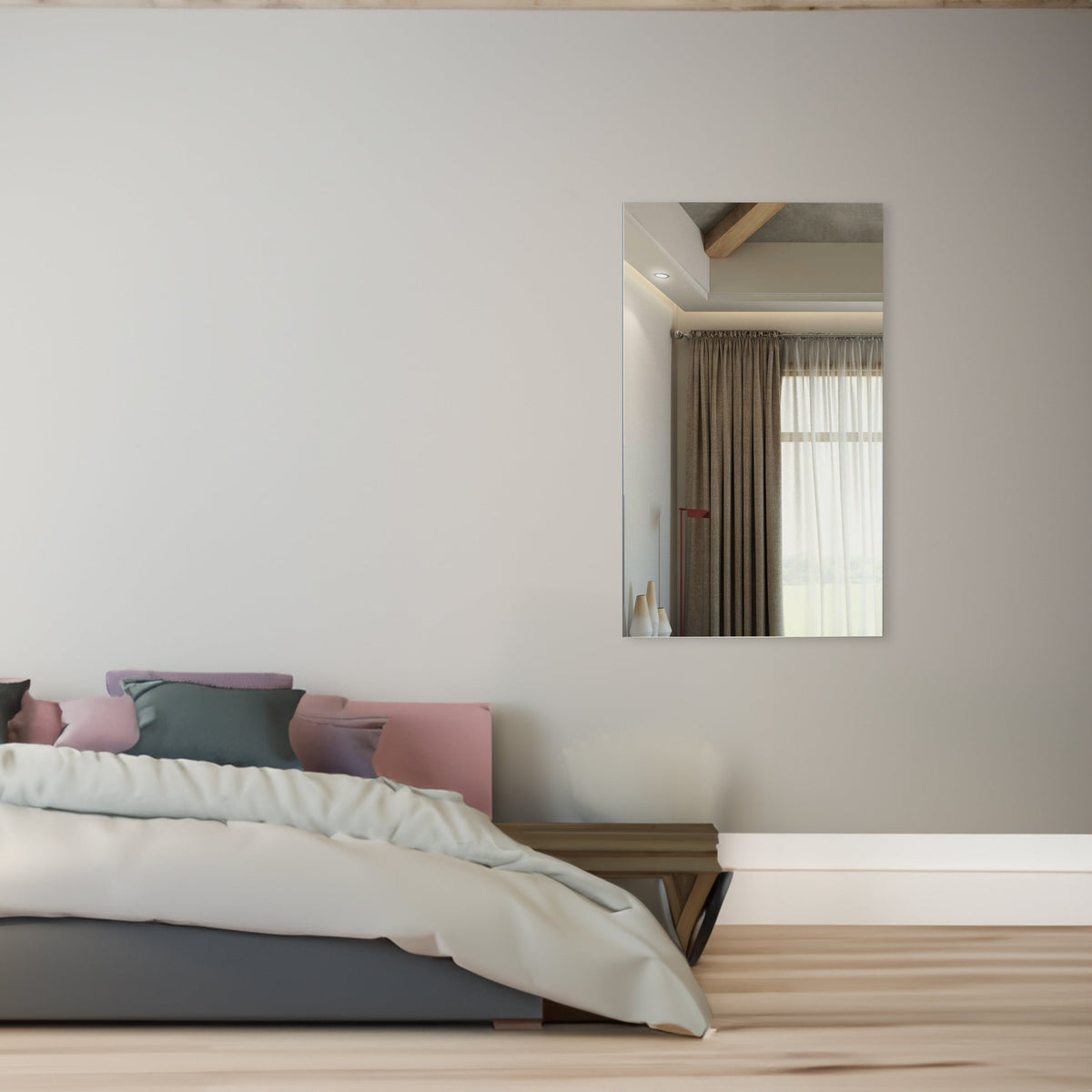 Oversized Bathroom Wall Mirror, 60 x 36 Inch Silver Frame