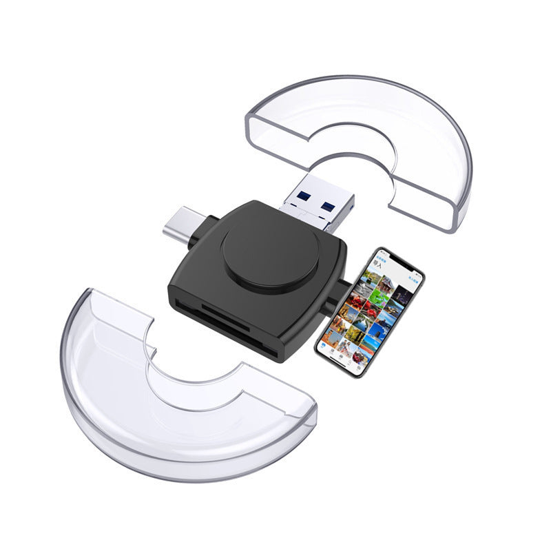 4-in-1 SD and TF Card Reader for iPhone, Android & PC