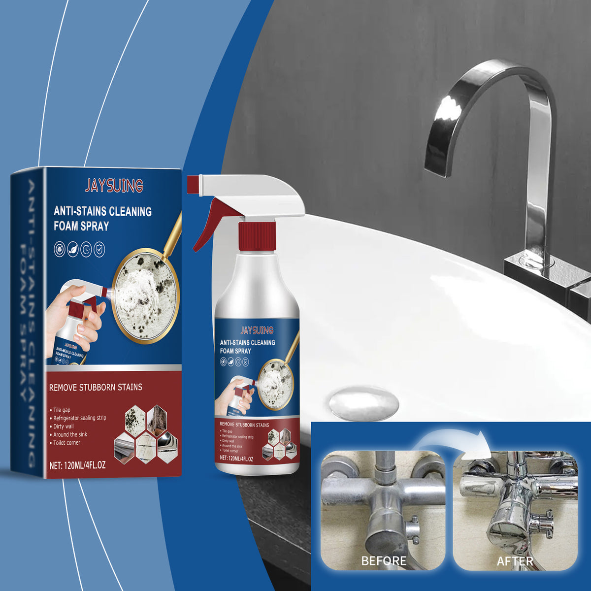 Bathroom Foam Cleaning Spray for Stubborn Stain Removal