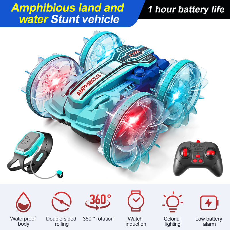Amphibious Stunt RC Car With LED Wheels & Dual Control