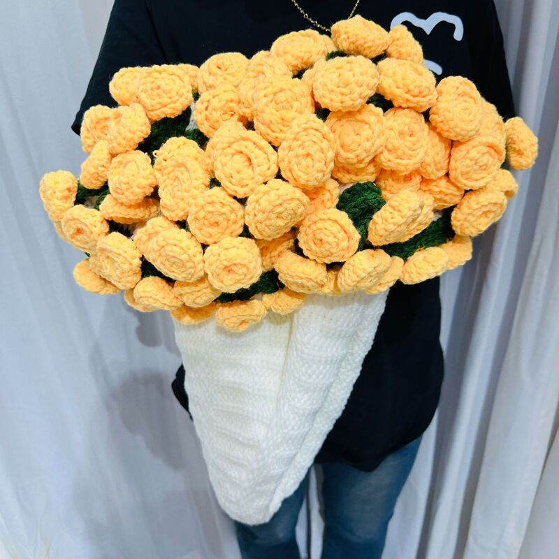 Crocheted Flower Bouquet Blanket for Romantic Gifting
