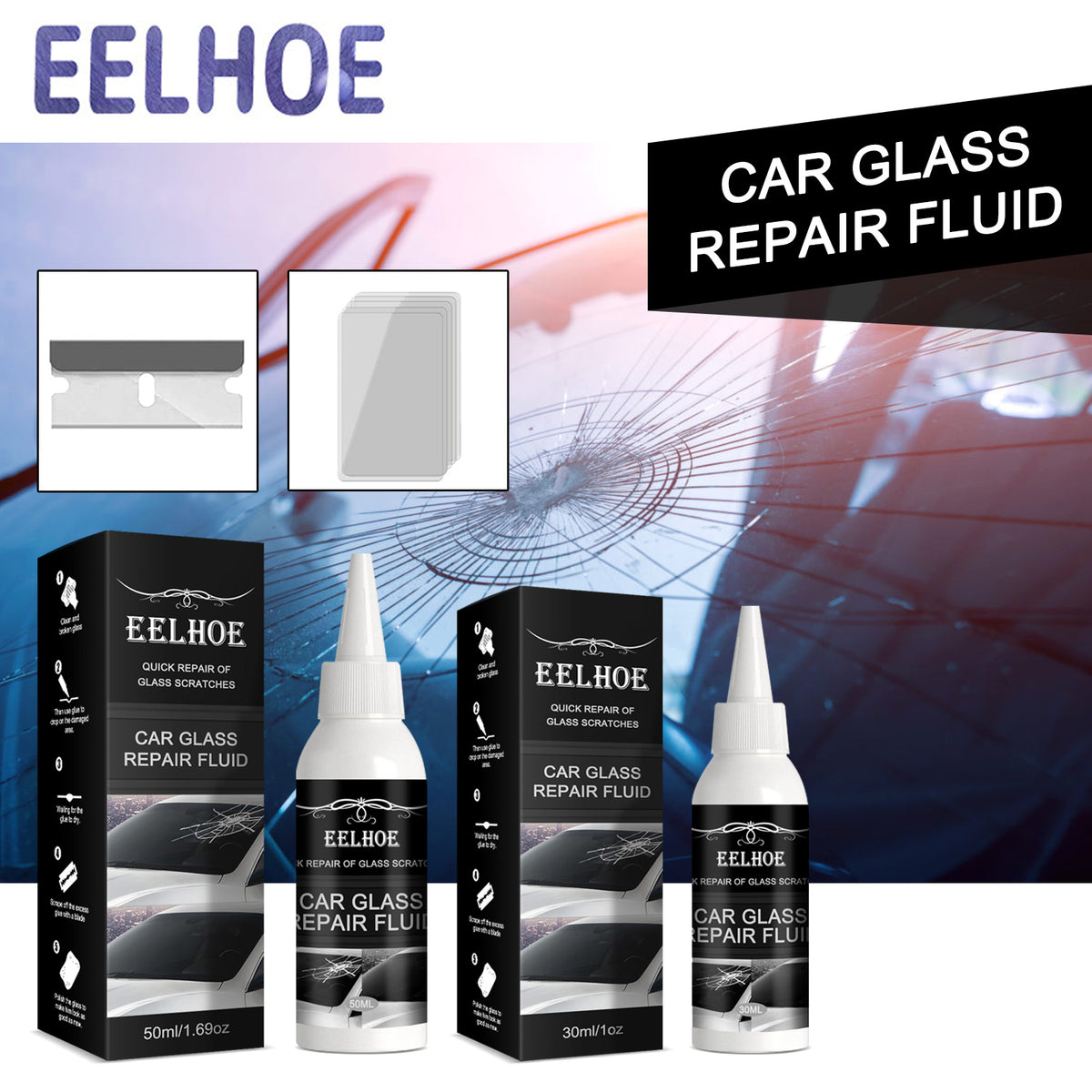 Windshield Crack Repair Adhesive for DIY Glass Fixes