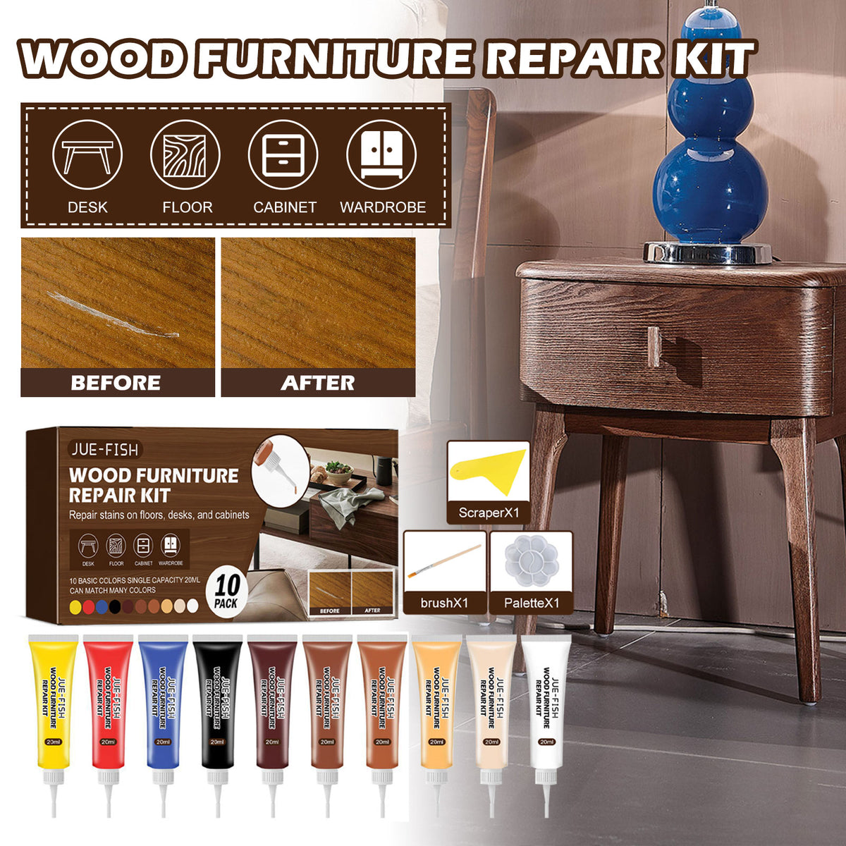 Wood Furniture Repair Kit for Easy Scratch Touch-Ups