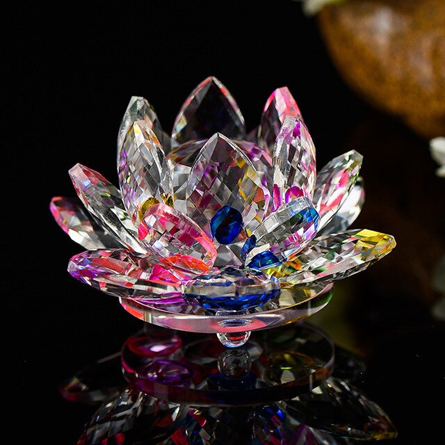 Crystal Lotus Ornament for Luminous Feng Shui Decor