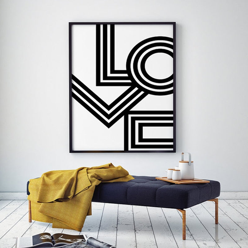 Minimalist Love Wall Art for Modern Bedroom Decor