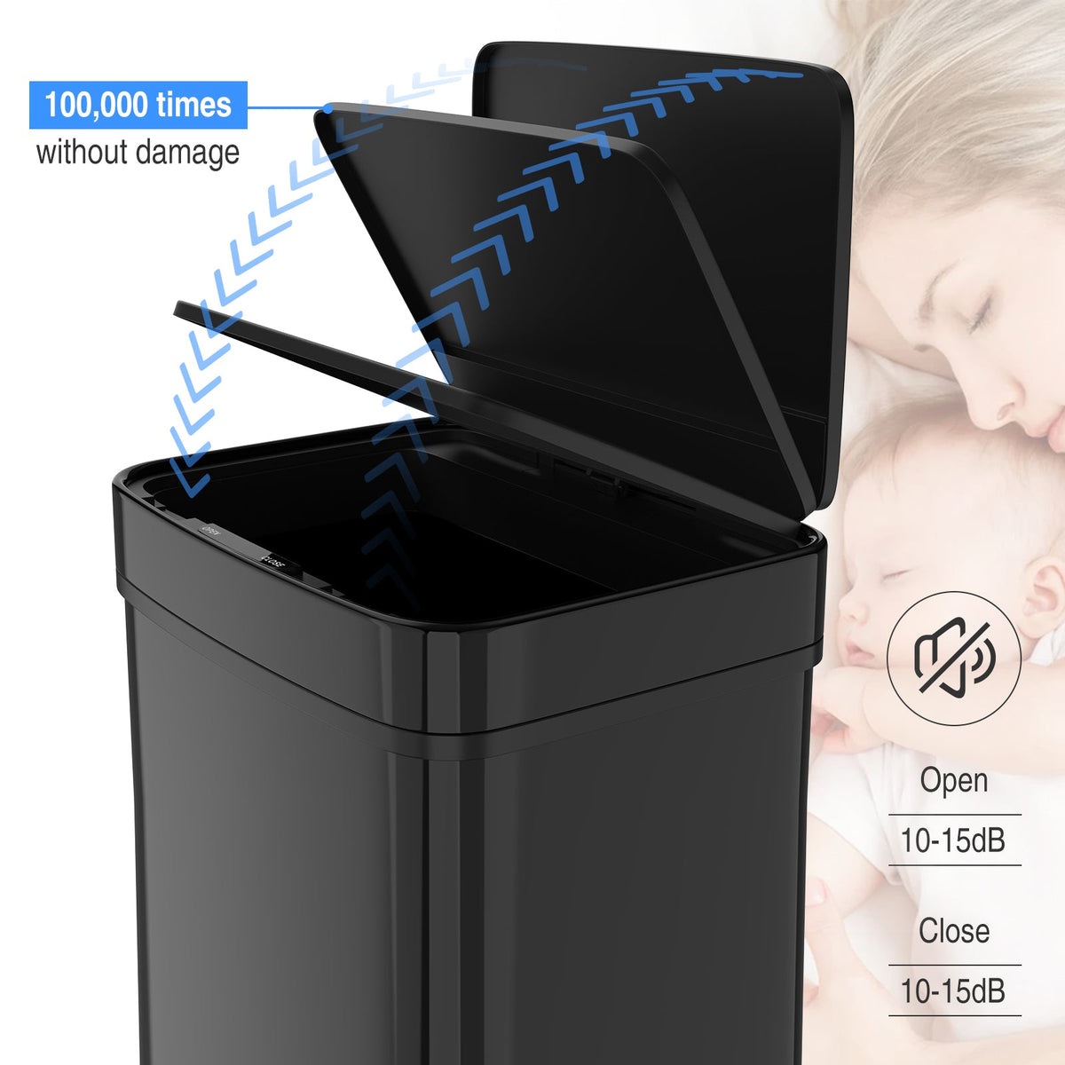Hands-Free 62L Sensor Trash Can with Two Compartments