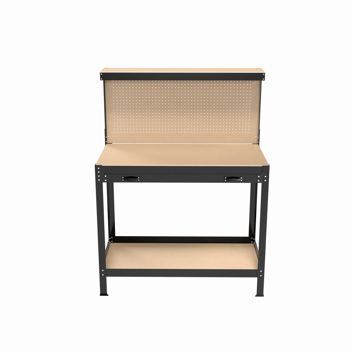 63-Inch Metal Workbench with Pegboard and Pull-Out Drawer