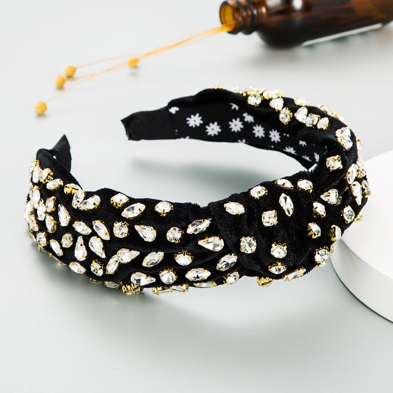 Velvet Rhinestone Headband for Glamorous Party Styling