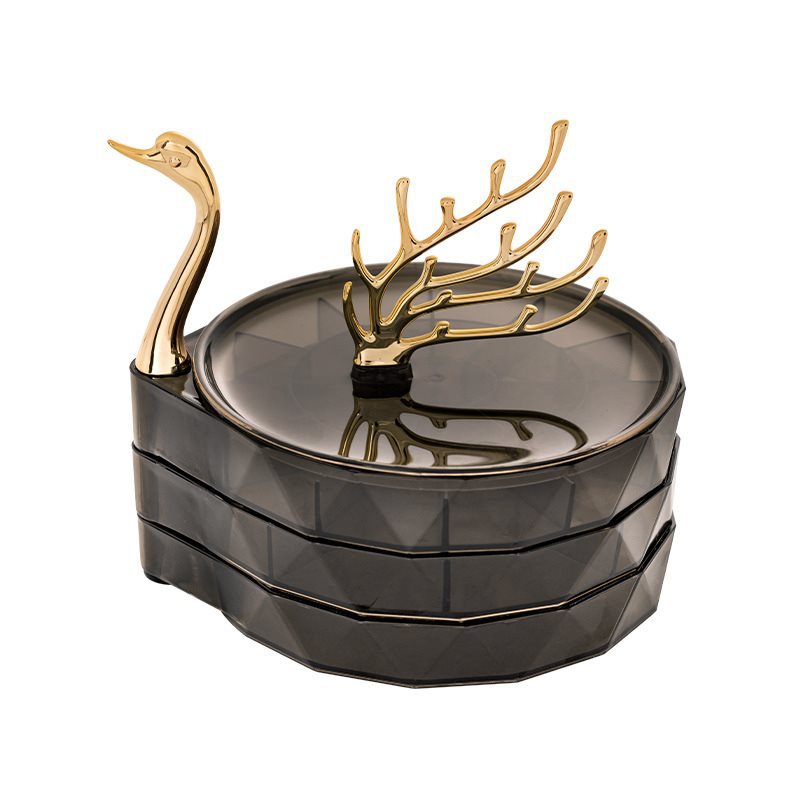 Swan Jewelry Organizer Box: Tiered Storage for Rings