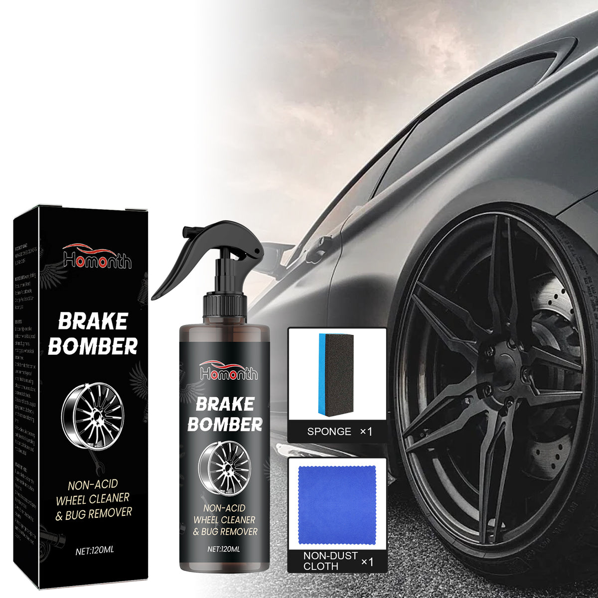 Non-Acid Wheel Cleaner & Bug Remover for Rims, 120ml