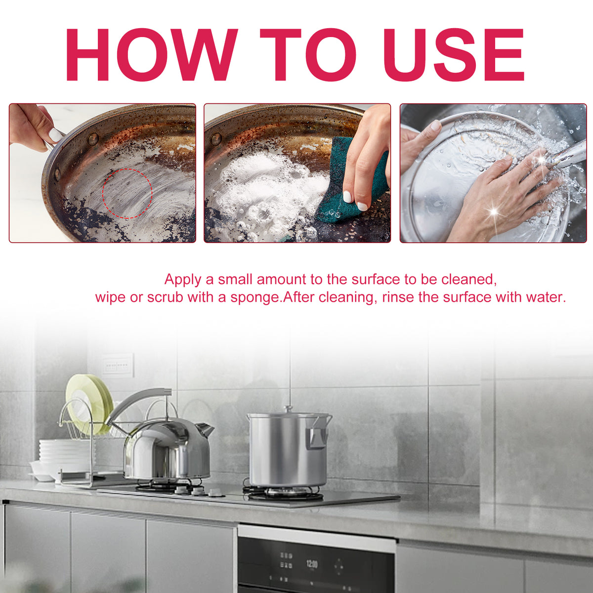 Kitchen Cleaning Cream for Grease, Rust & Baked-On Dirt