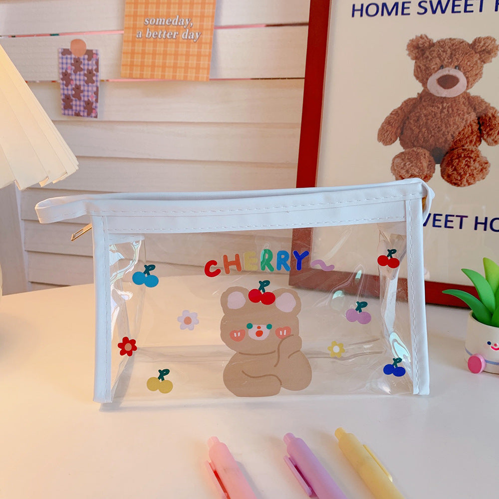Clear Cute Bear Pencil Case, Large Capacity Pouch Bag