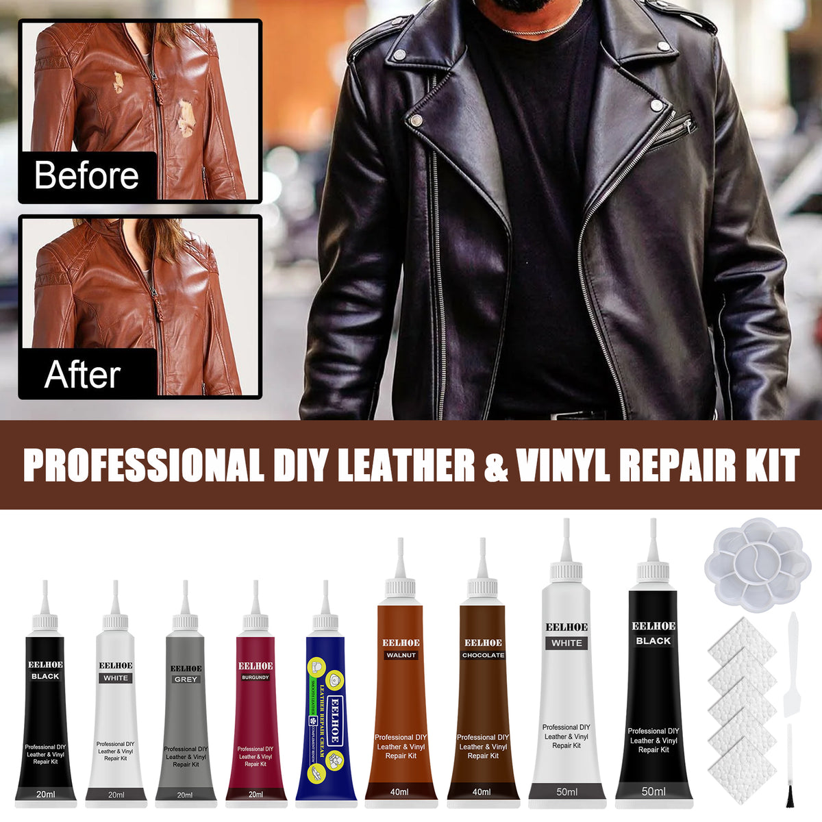 Grey Leather Touch-Up Cream for Worn Furniture & Cars