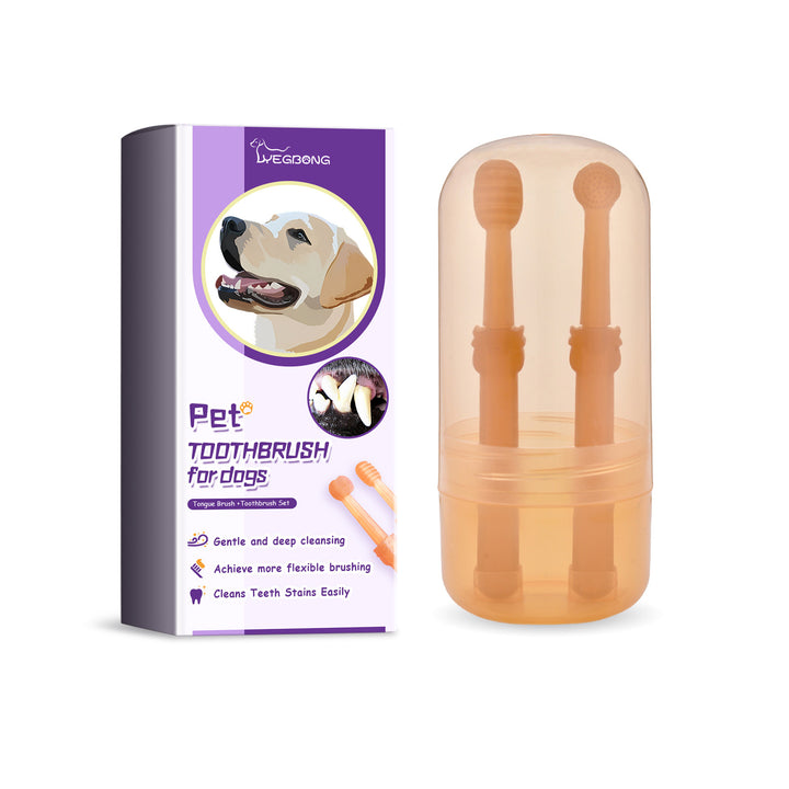 Dog Toothbrush Set for Gentle, Flexible Deep Cleaning