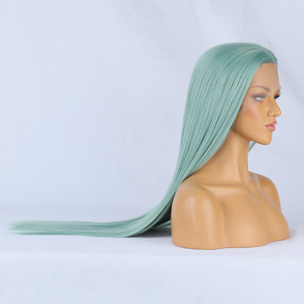 Lace Front Wig – Long Pastel Mint Synthetic Hairpiece