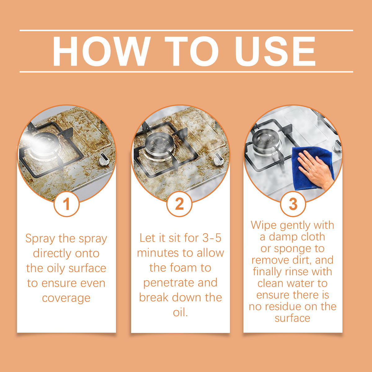 Kitchen Degreaser Foam Cleaner for Greasy Surfaces