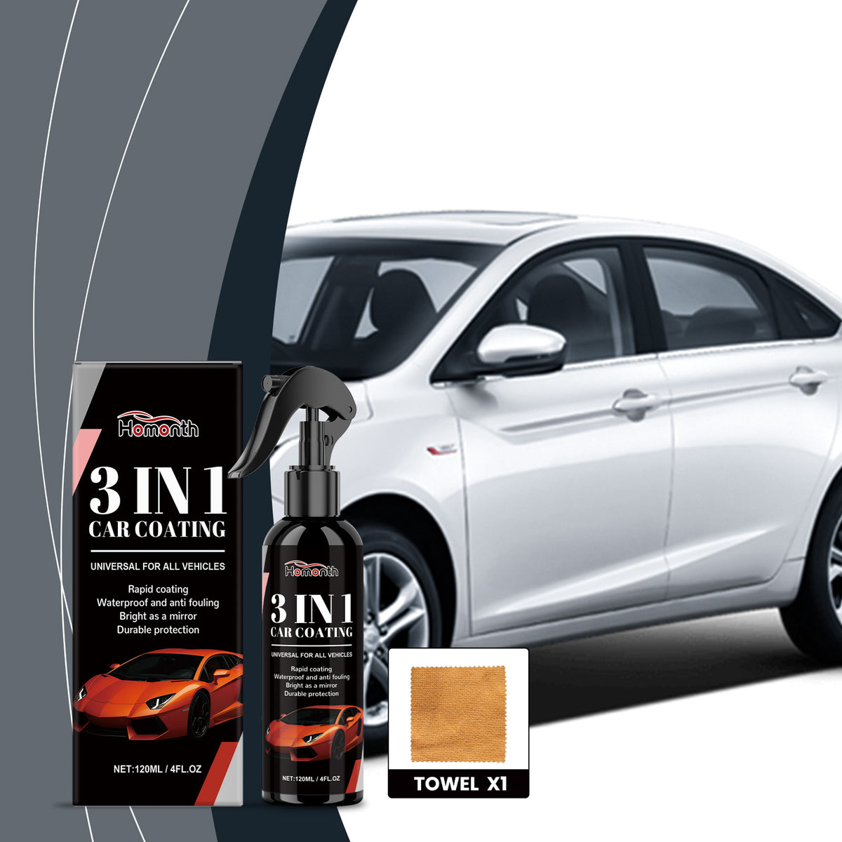 3-In-1 Car Coating Spray for Glossy Surface Protection