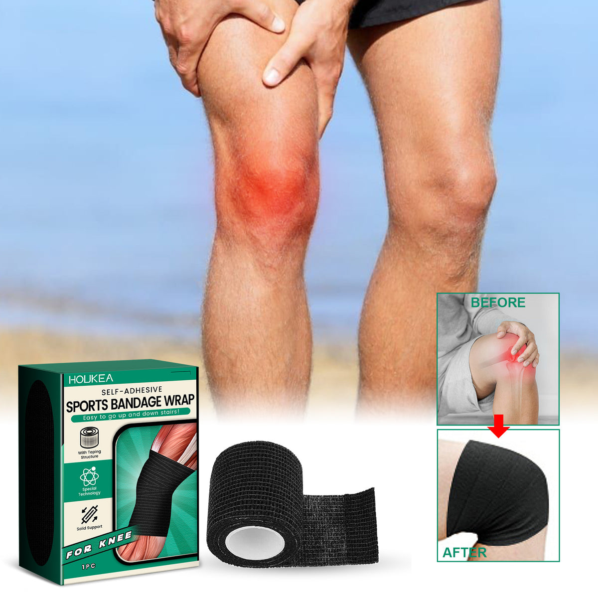 Self-Adhesive Sports Bandage Wrap for Joint Support