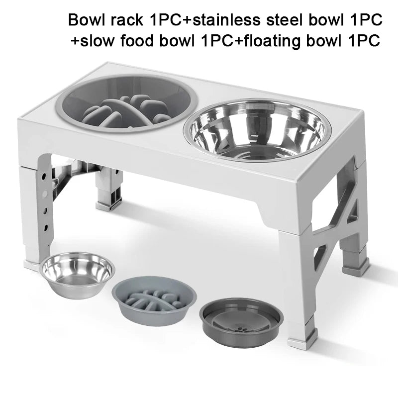 Elevated Dog Feeder with Adjustable Slow-Feed Bowl