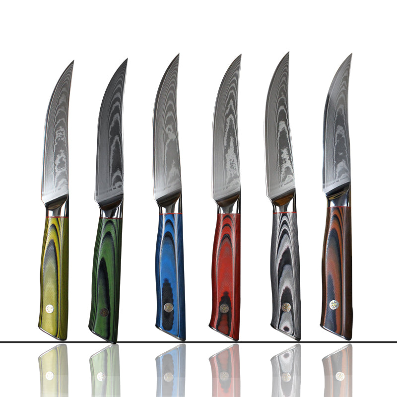Damascus Steak Knives Set That Stays Sharp, Won't Rust