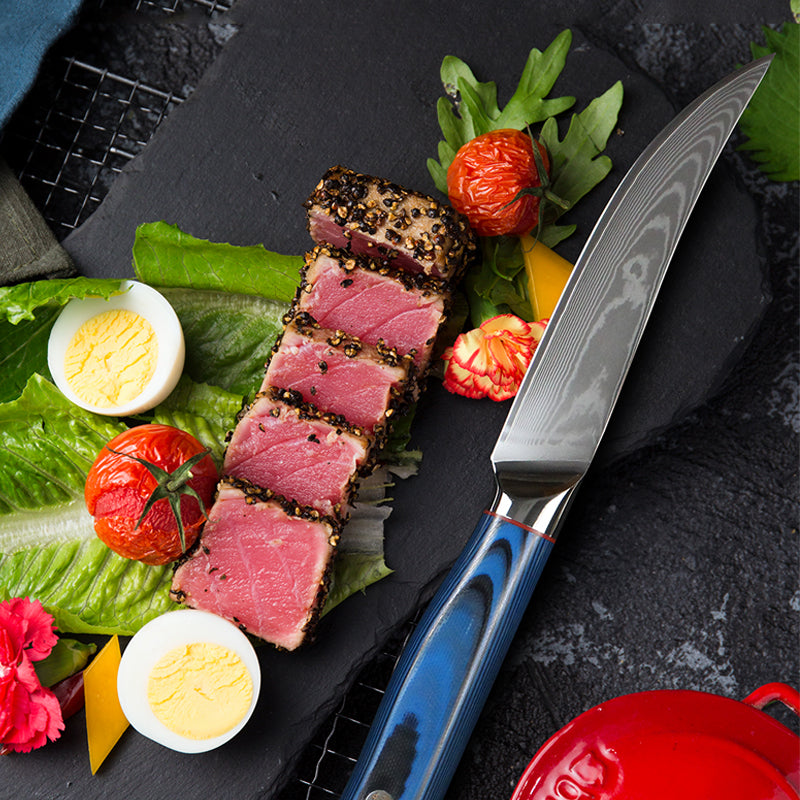 Damascus Steak Knives Set That Stays Sharp, Won't Rust