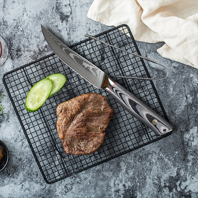 Damascus Steak Knives Set That Stays Sharp, Won't Rust