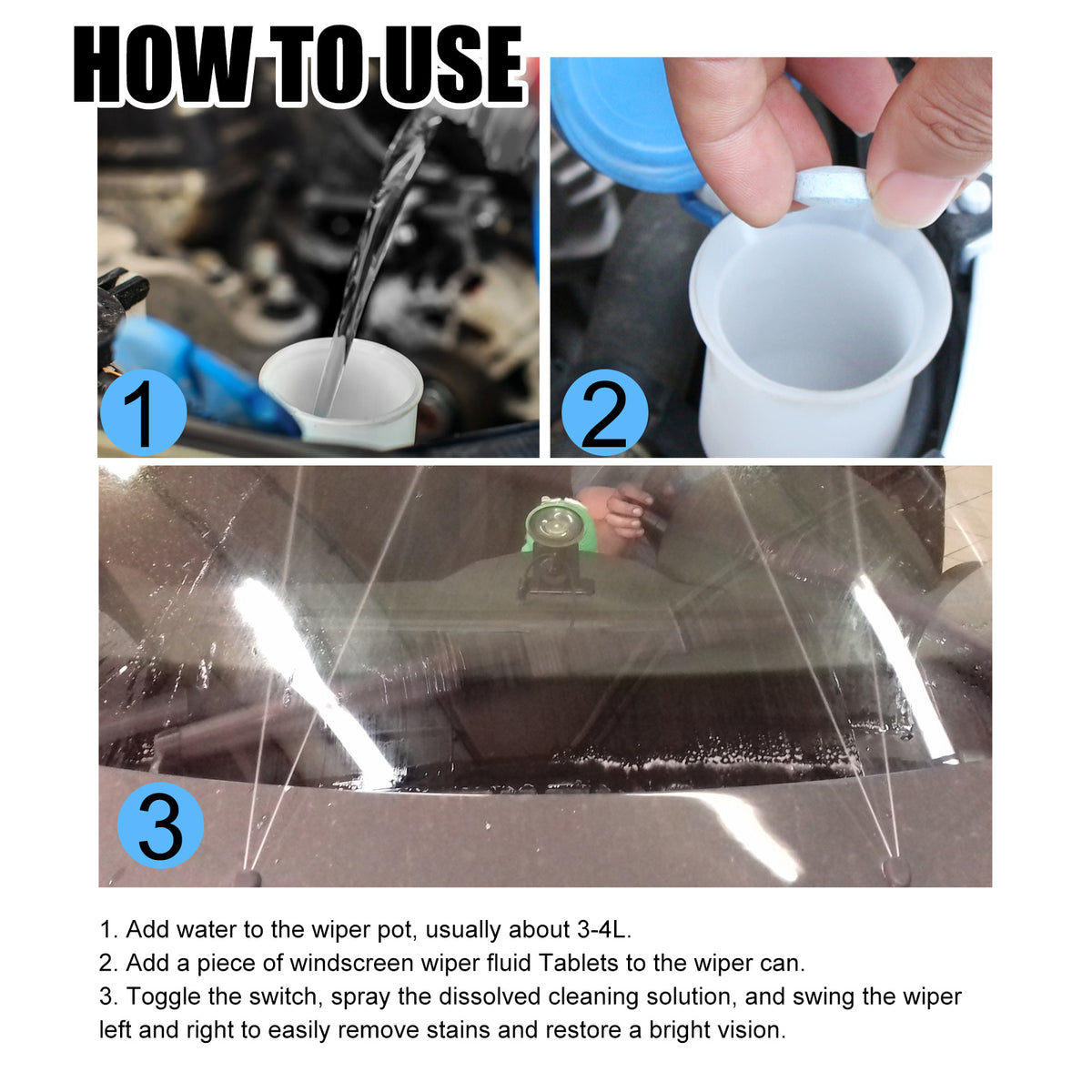 Windshield Cleaner Tablets for Clearer, Safer Driving