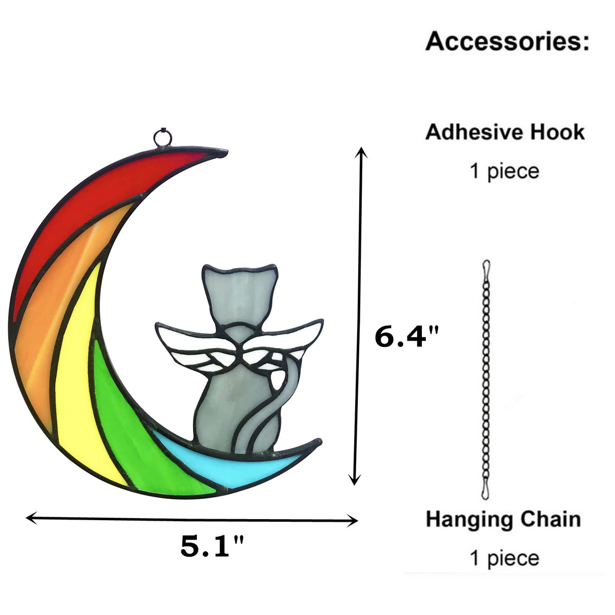 Cat Crescent Window Decor for Whimsical Colorful Charm