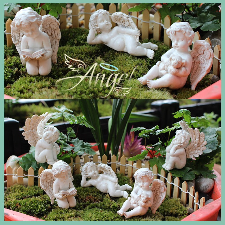Fairy Garden Angel Figurines Set of 5 Resin Cherubs