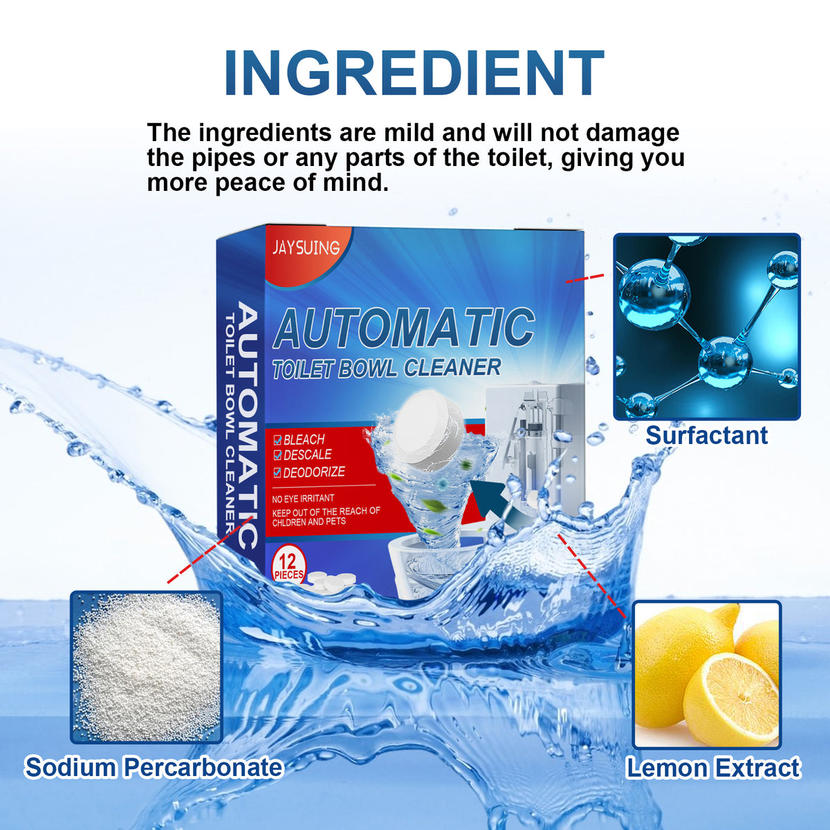 Toilet Cleaning Tablets - 30-Day Slow-Release Descaler