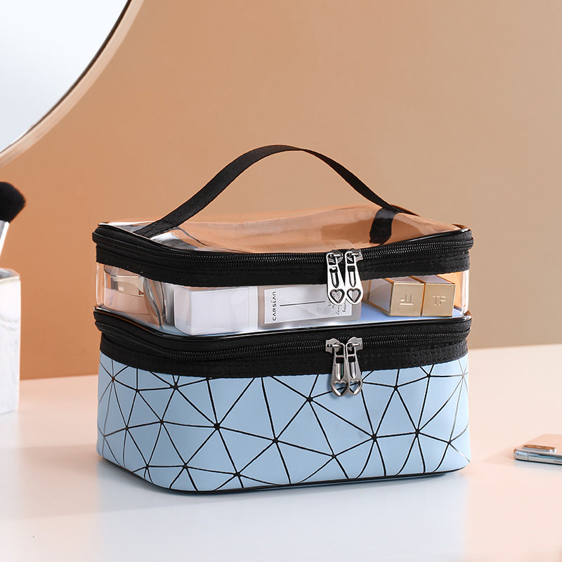 Double-Layer Waterproof Cosmetic Bag for Travel & Skincare
