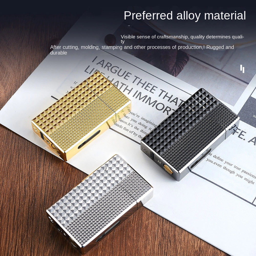Rechargeable Metal Kerosene Lighter, Pyramid-Stud Design
