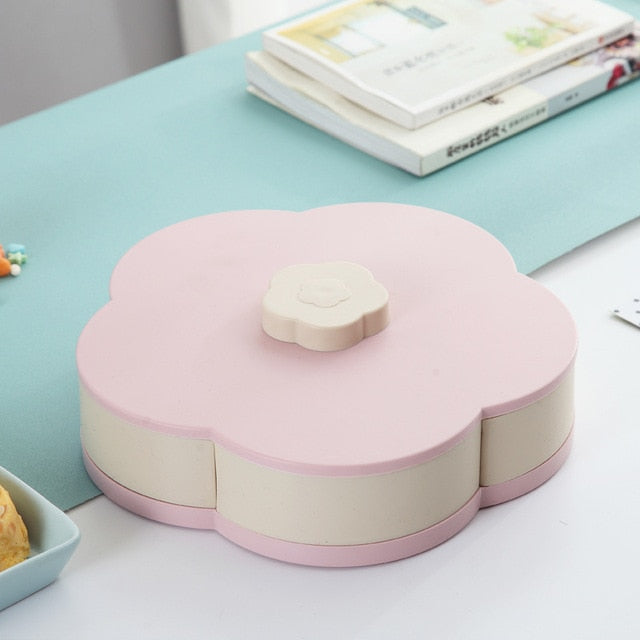 Rotating Flower Candy Tray with Separate Snack Compartments