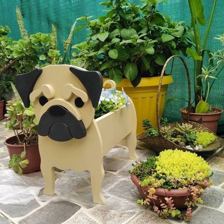 Dog Silhouette Flower Planter for Garden and Patio Decor