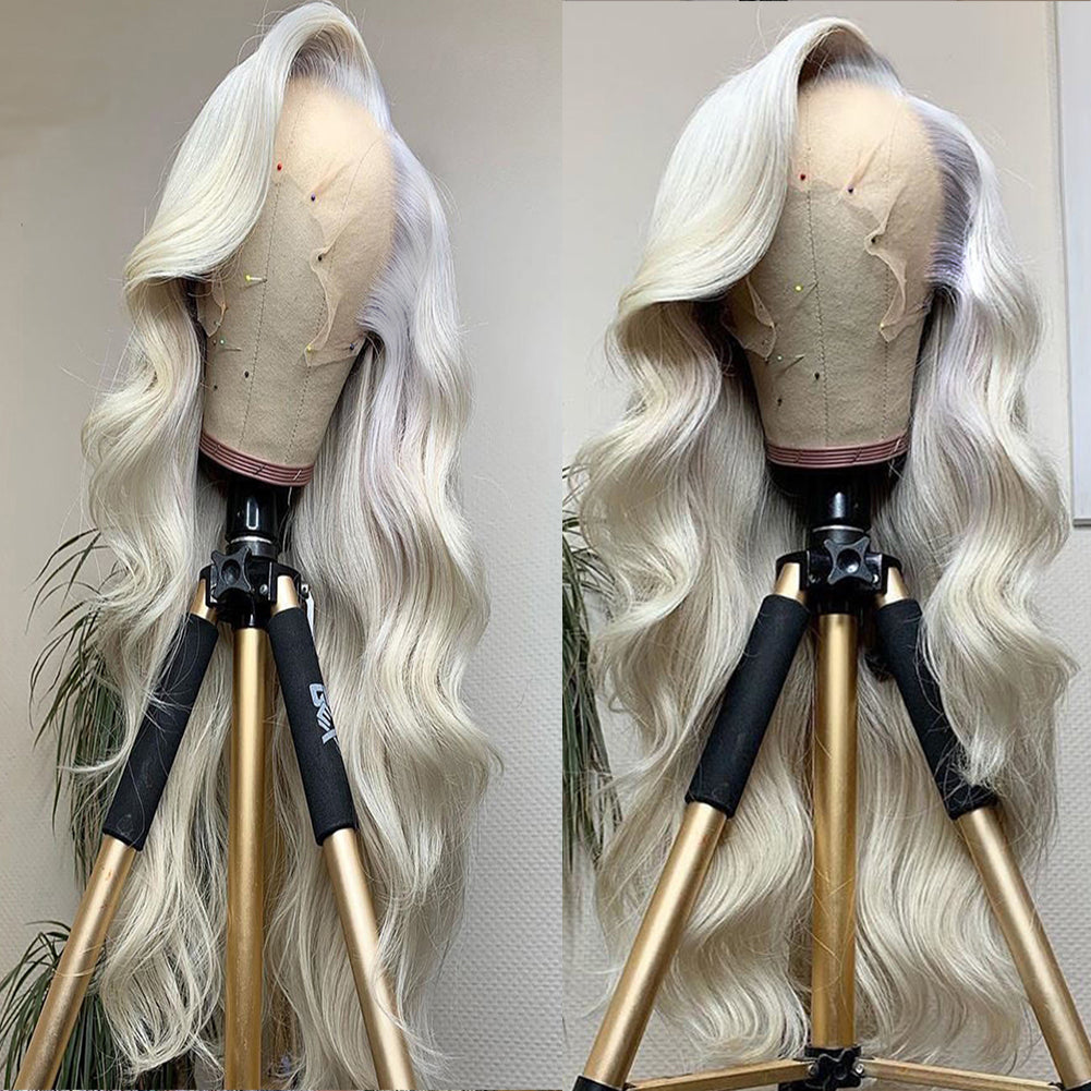 Lace Front Wig: Long Platinum Waves Without Glue Daily