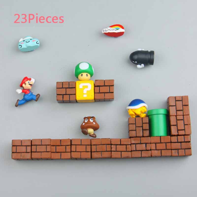 Super Mario Fridge Magnets: 8-Piece 3D Resin Decor Set