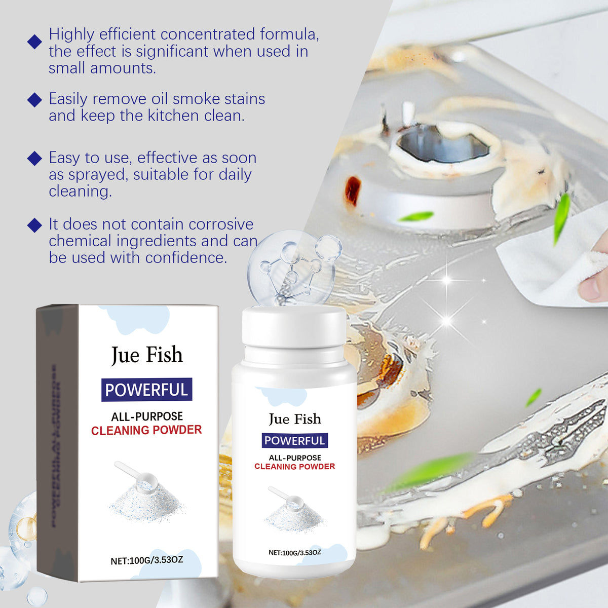 Kitchen Cleaning Powder for Stainless Steel Appliance Shine