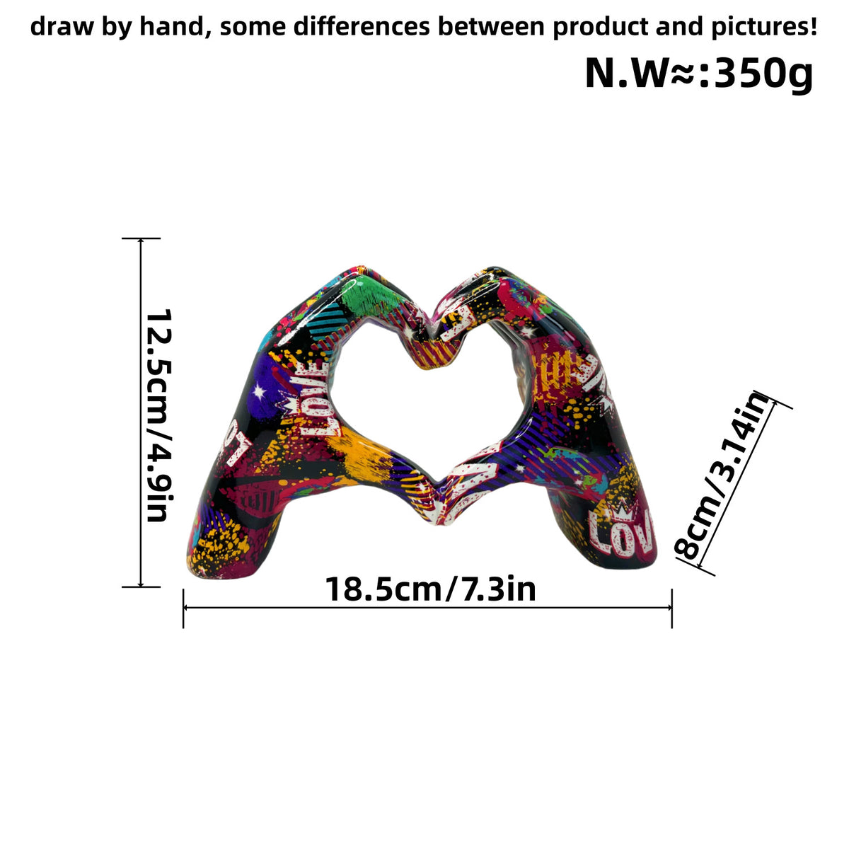 Graffiti Heart Sculpture for Colorful Room Decor Accent