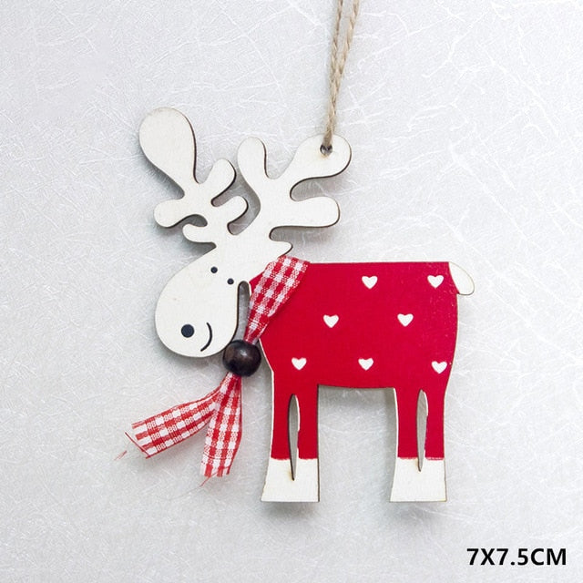 Wooden Christmas Ornaments Rustic 6-Piece Holiday Set