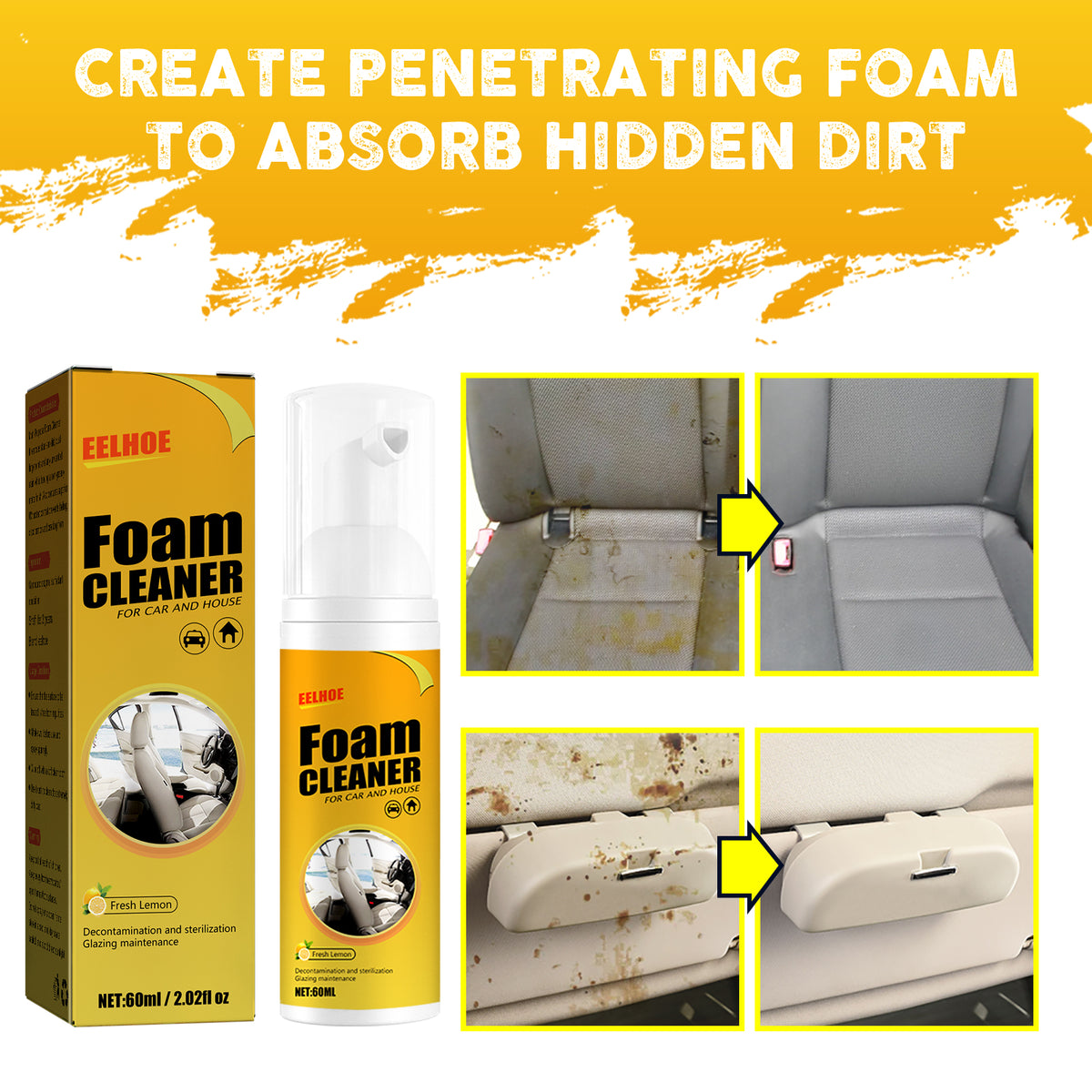 Car Interior Foam Cleaner for Hidden Dirt Removal