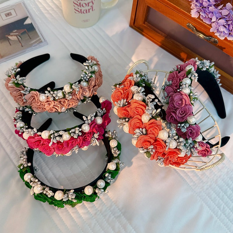 Baroque Pearl Flower Headband For Glamorous Style