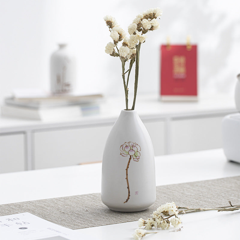 Hand-Painted Ceramic Vase for Desk and Shelf Decor