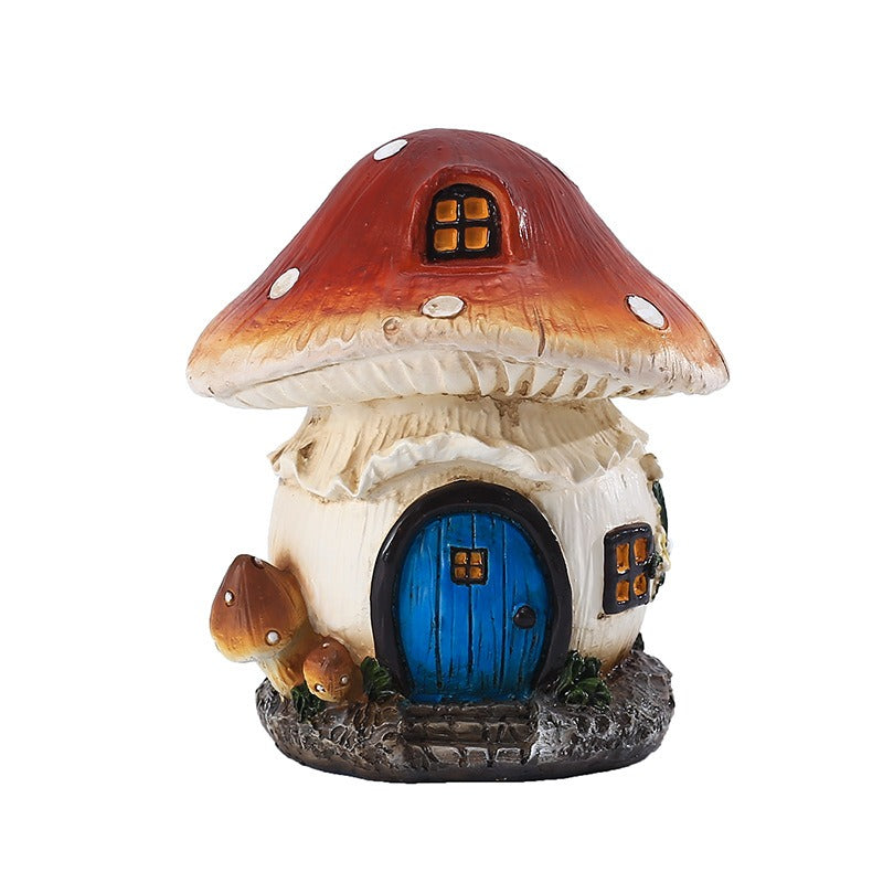 Outdoor Mushroom Fairy House Resin Garden Decor Cottage